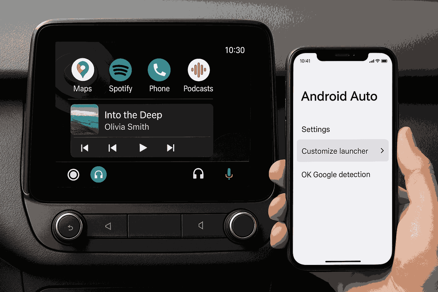 How to change default screen android auto view?